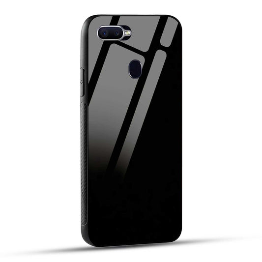 OPPO F9 Back Cover Solid Black Printed Glass Case