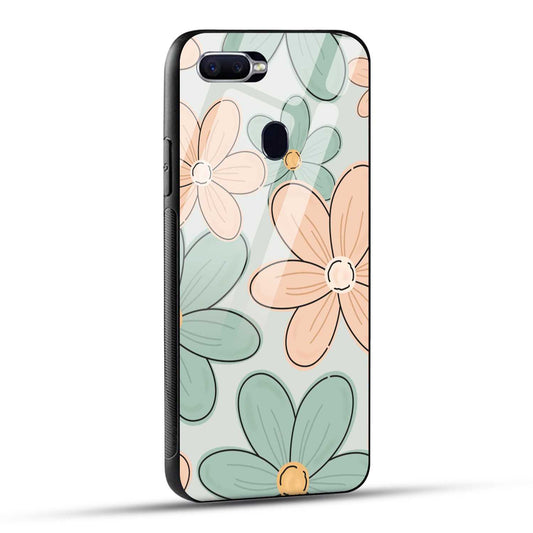 OPPO F9 Back Cover Aesthetic Flower Printed Glass Case