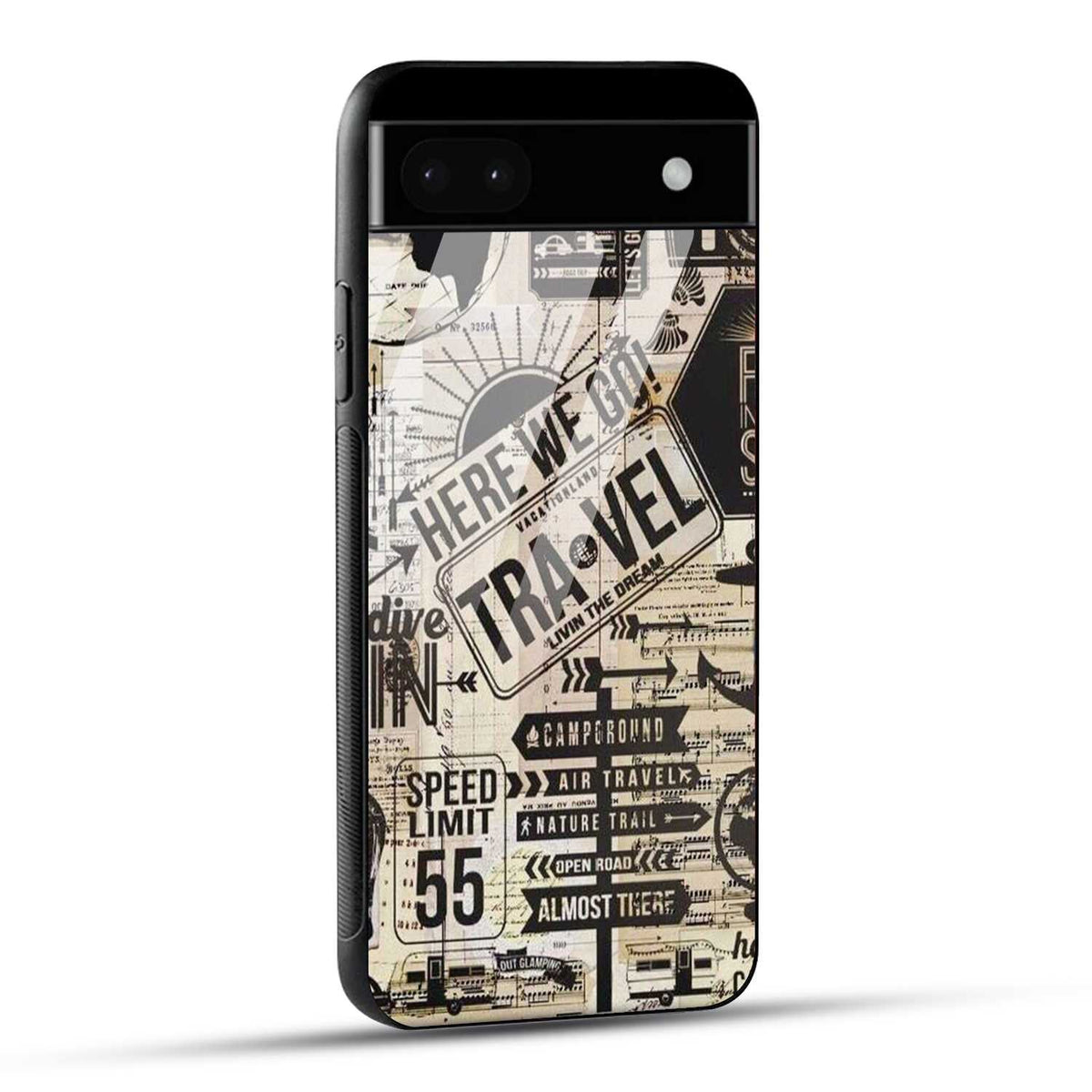 Google Pixel 6A Back Cover Here We Go Travel Printed Glass Case