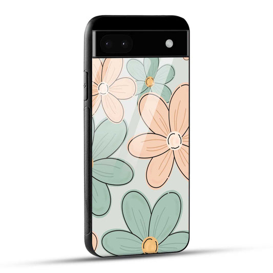 Google Pixel 6A Back Cover Aesthetic Flower Printed Glass Case