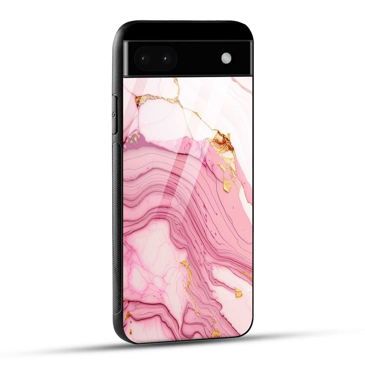 Google Pixel 6A Back Cover Pink Marble Printed Glass Case