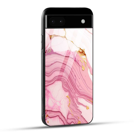 Google Pixel 6A Back Cover Pink Marble Printed Glass Case