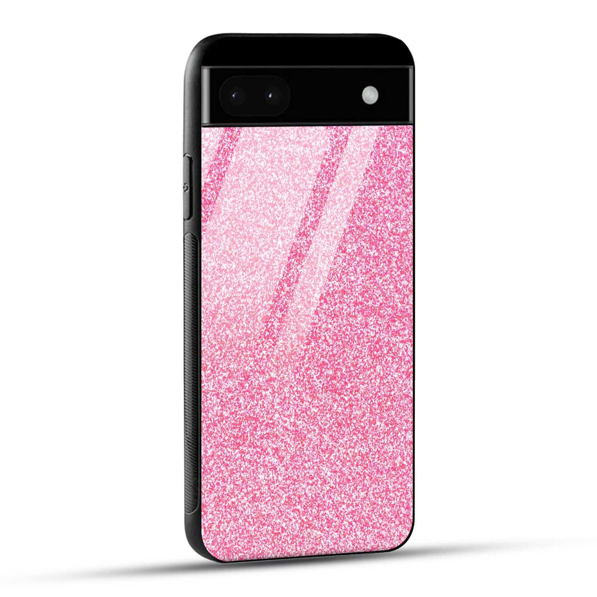 Google Pixel 6A Back Cover Pink Glitter Printed Glass Case
