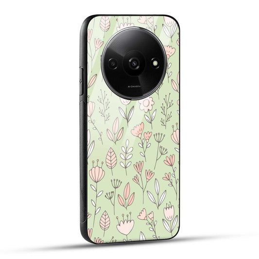 POCO C61 Back Cover Flower Art Printed Glass Case