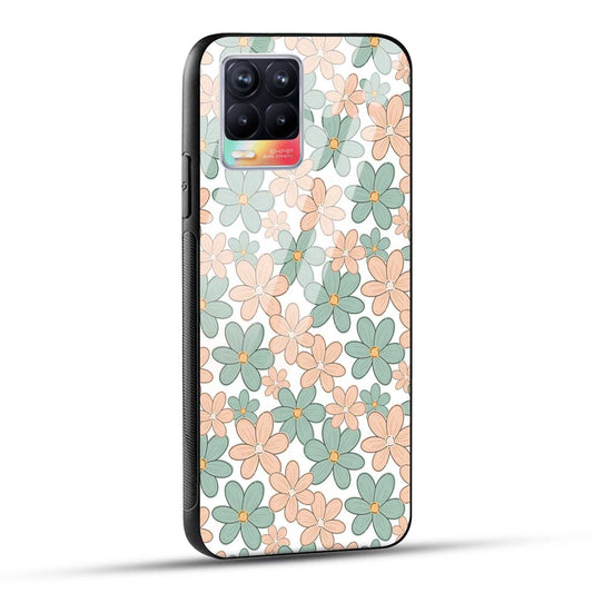 Realme 8 Back Cover Aesthetic Flowers Printed Glass Case