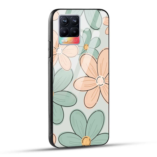 Realme 8 Back Cover Aesthetic Flower Printed Glass Case