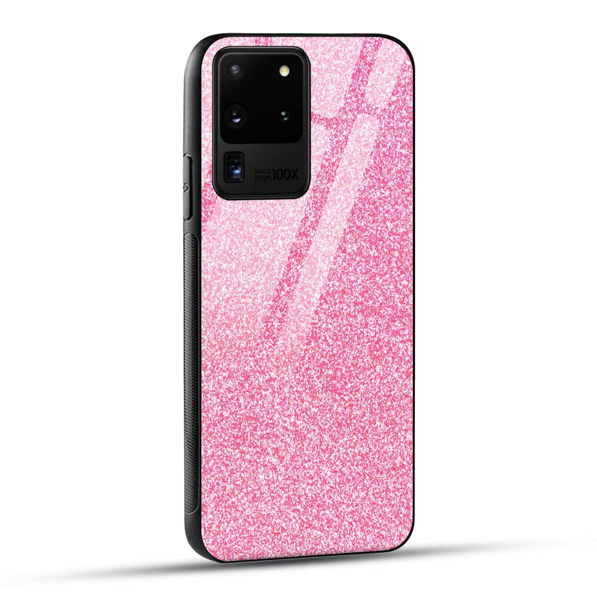 Samsung Galaxy S20 Ultra Back Cover Pink Glitter Printed Glass Case