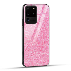Samsung Galaxy S20 Ultra Back Cover Pink Glitter Printed Glass Case