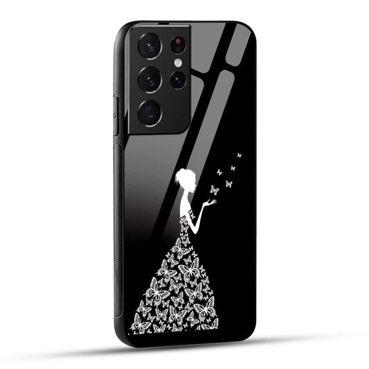 Samsung Galaxy S21 Ultra 5G Back Cover Butterfly Girl Printed Glass Case