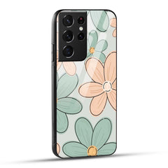 Samsung Galaxy S21 Ultra 5G Back Cover Aesthetic Flower Printed Glass Case
