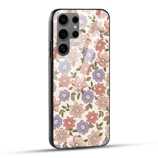 Samsung Galaxy S24 Ultra 5G Back Cover Flowers In Retro  Printed Glass Case