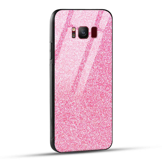 Samsung Galaxy S8 Back Cover Pink Glitter Printed Glass Case
