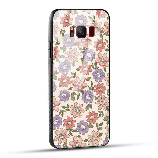 Samsung Galaxy S8 Back Cover Flowers In Retro  Printed Glass Case
