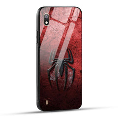 Samsung Galaxy A10 Back Cover Red Spider Printed Glass Case