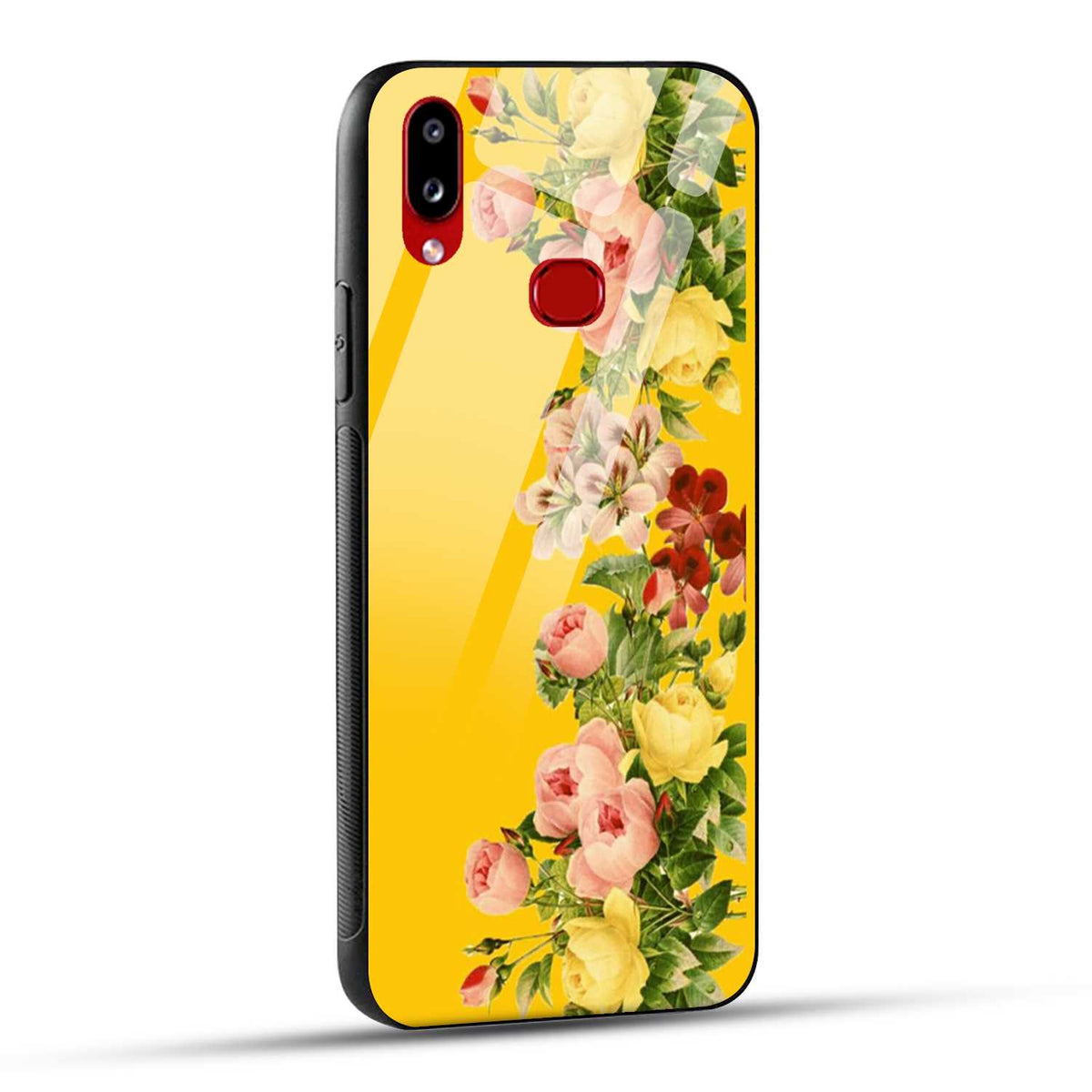 Samsung Galaxy A10s Back Cover Yellow Flowers Printed Glass Case