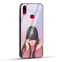 Samsung Galaxy A10s Back Cover Cap Girl Printed Glass Case