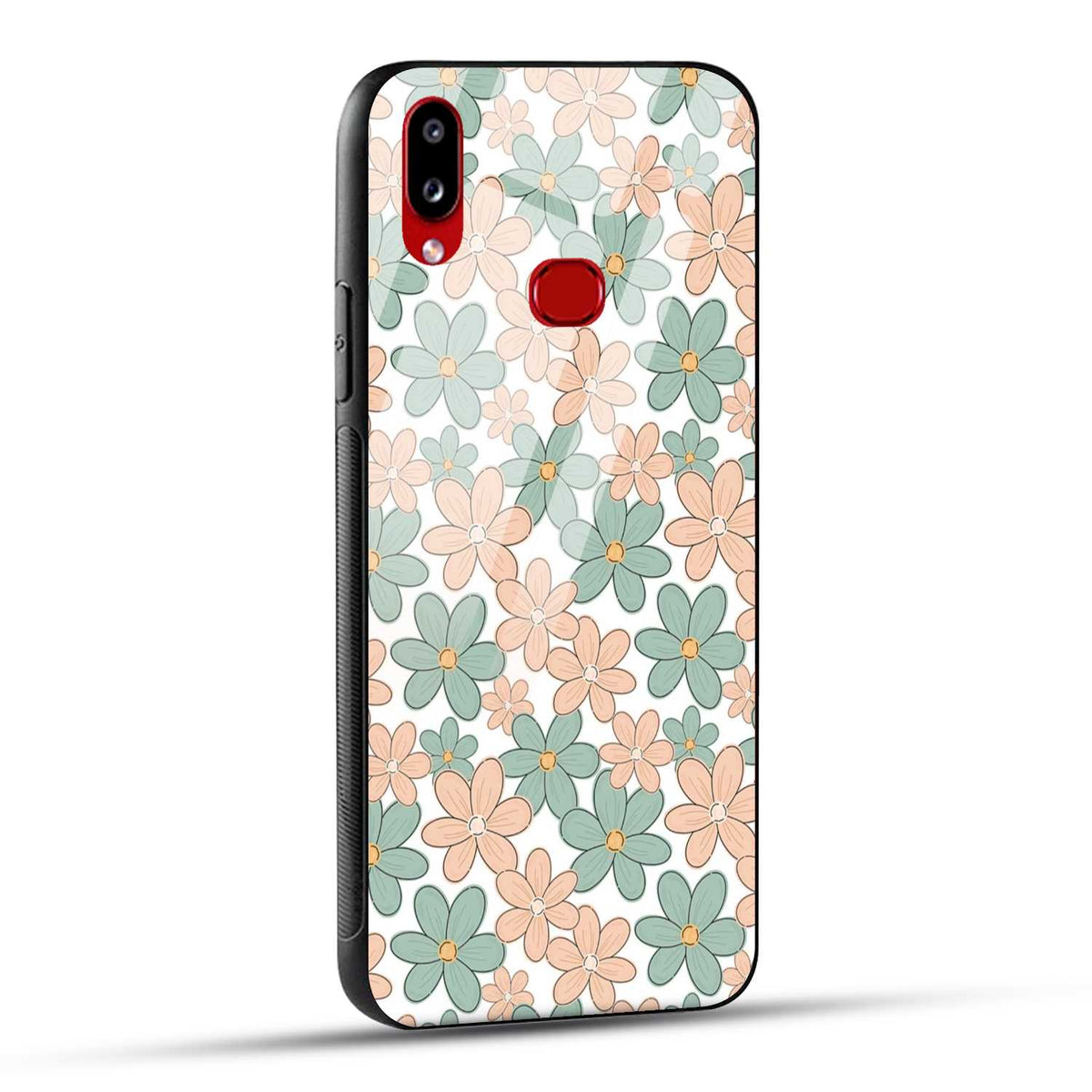 Samsung Galaxy A10s Back Cover Aesthetic Flowers Printed Glass Case