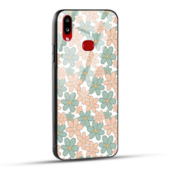 Samsung Galaxy A10s Back Cover Aesthetic Flowers Printed Glass Case