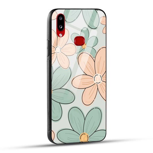 Samsung Galaxy A10s Back Cover Aesthetic Flower Printed Glass Case