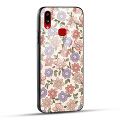 Samsung Galaxy A10s Back Cover Flowers In Retro  Printed Glass Case