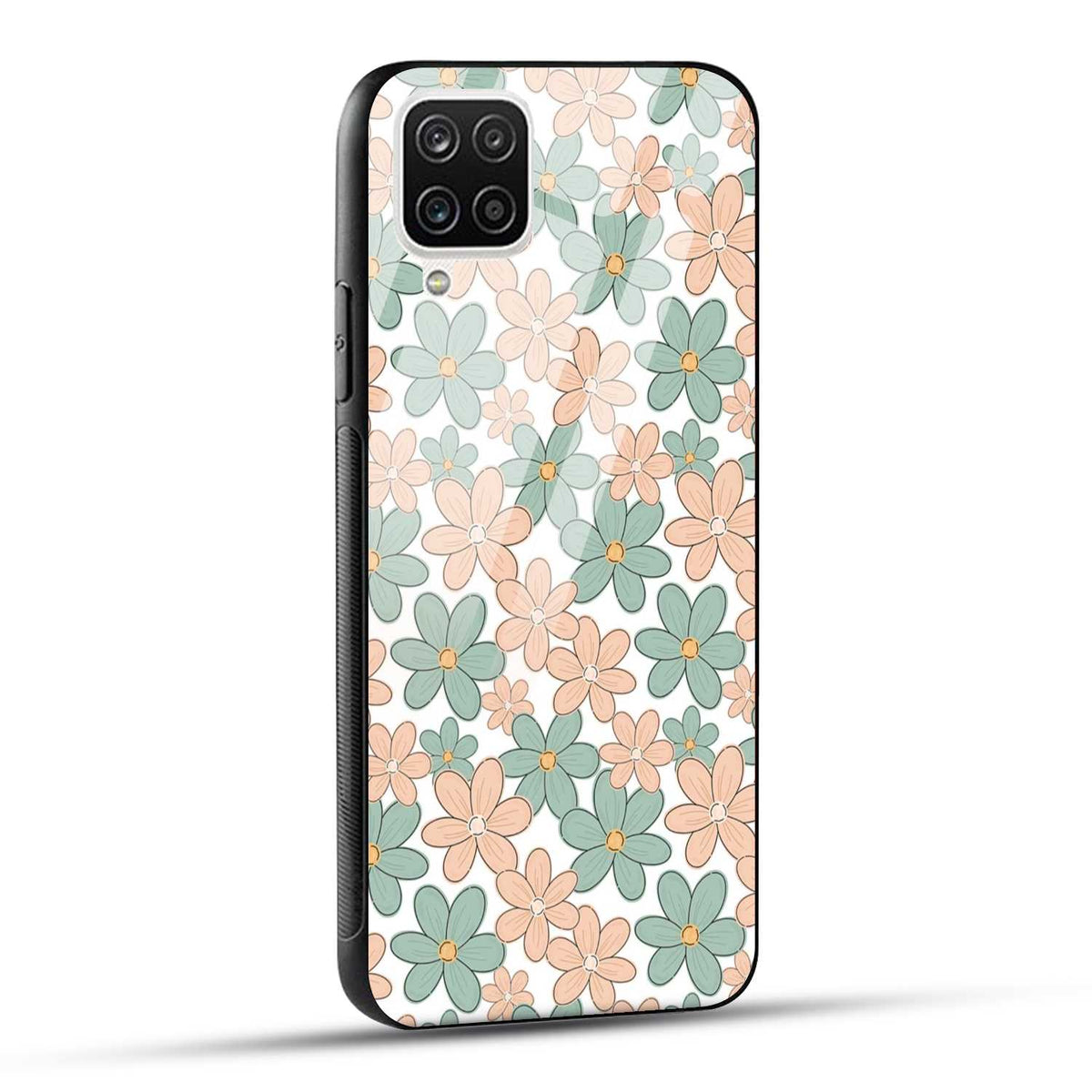 Samsung Galaxy A12 Back Cover Aesthetic Flowers Printed Glass Case