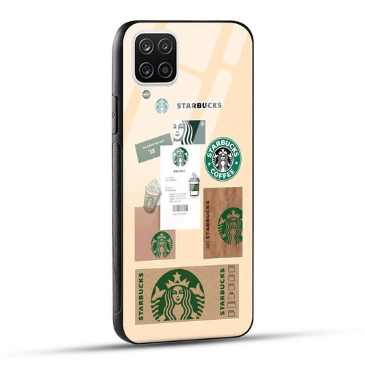 Samsung Galaxy A12 / M12 / F12 Back Cover Starbucks Coffee Printed Glass Case