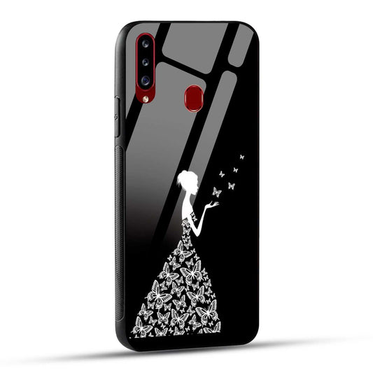 Samsung Galaxy A20s Back Cover Butterfly Girl Printed Glass Case