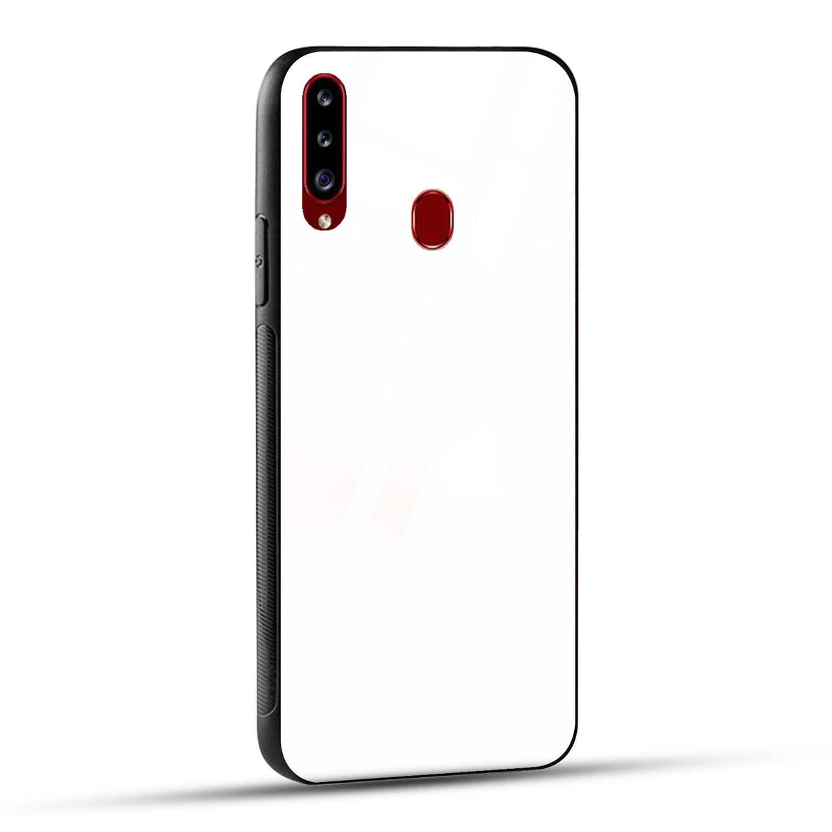 Samsung Galaxy A20s Back Cover Plain White Printed Glass Case