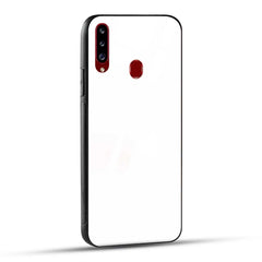 Samsung Galaxy A20s Back Cover Plain White Printed Glass Case