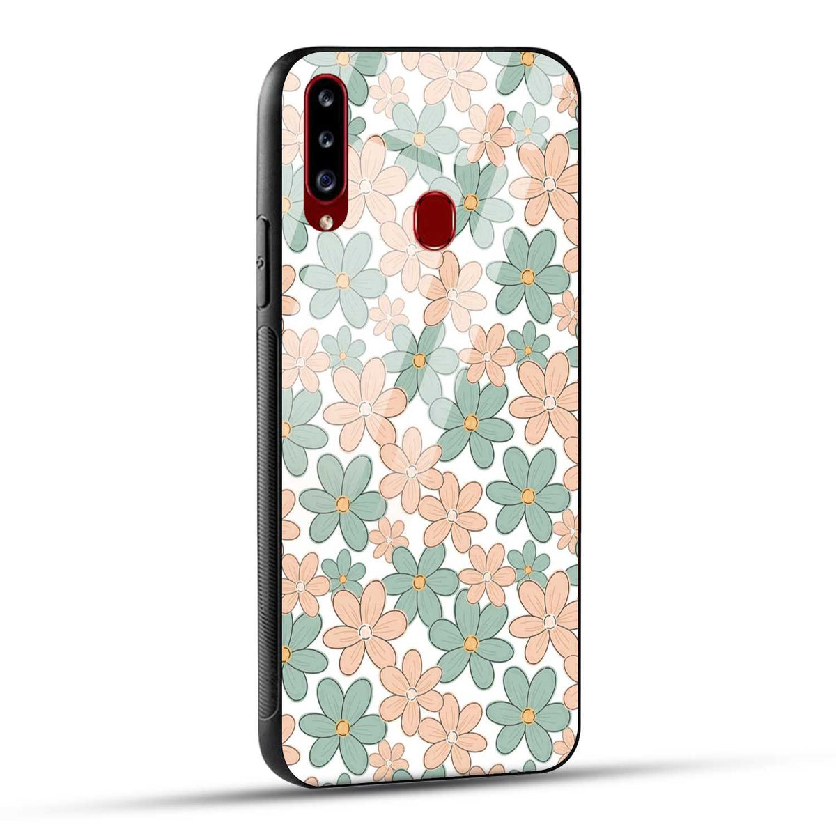 Samsung Galaxy A20s Back Cover Aesthetic Flowers Printed Glass Case