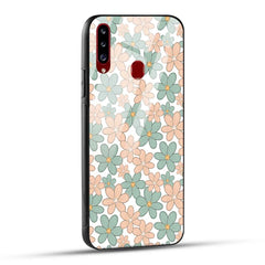Samsung Galaxy A20s Back Cover Aesthetic Flowers Printed Glass Case
