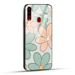 Samsung Galaxy A20s Back Cover Aesthetic Flower Printed Glass Case