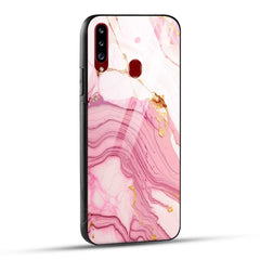 Samsung Galaxy A20s Back Cover Pink Marble Printed Glass Case