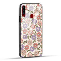 Samsung Galaxy A20s Back Cover Flowers In Retro  Printed Glass Case