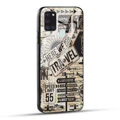 Samsung Galaxy A21s Back Cover Here We Go Travel Printed Glass Case