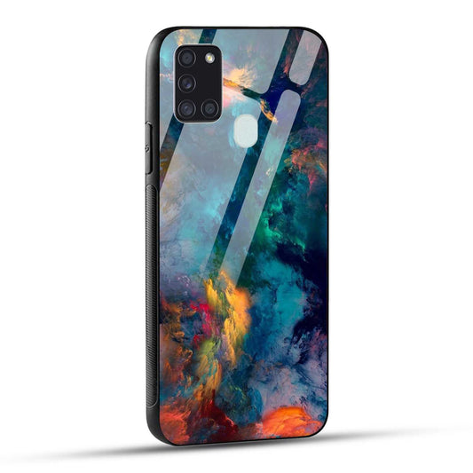 Samsung Galaxy A21s Back Cover Abstract Color Printed Glass Case