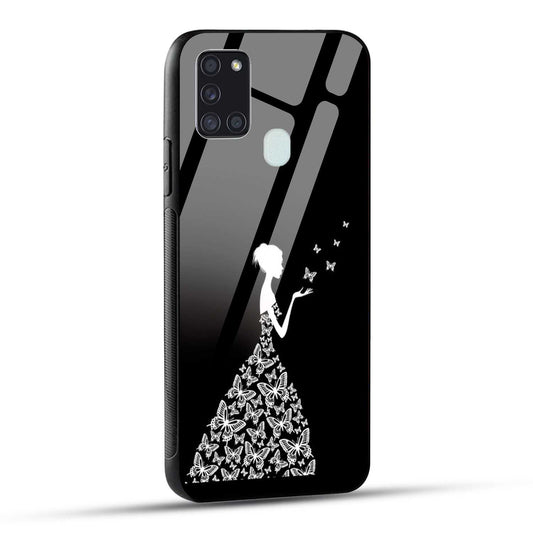 Samsung Galaxy A21s Back Cover Butterfly Girl Printed Glass Case