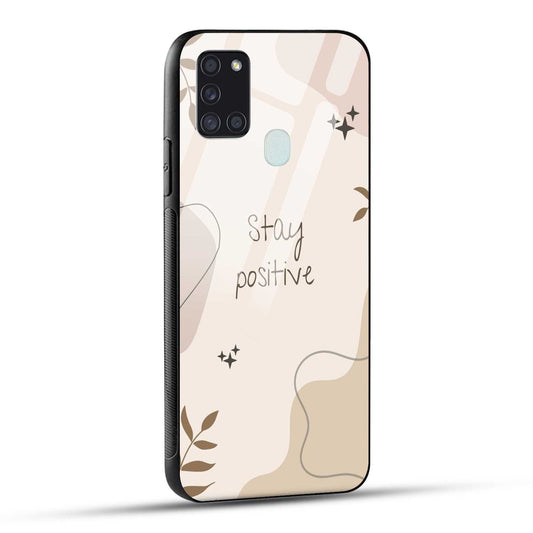 Samsung Galaxy A21s Back Cover Cream Beige Aesthetic Printed Glass Case