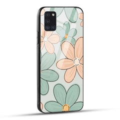 Samsung Galaxy A21s Back Cover Aesthetic Flower Printed Glass Case