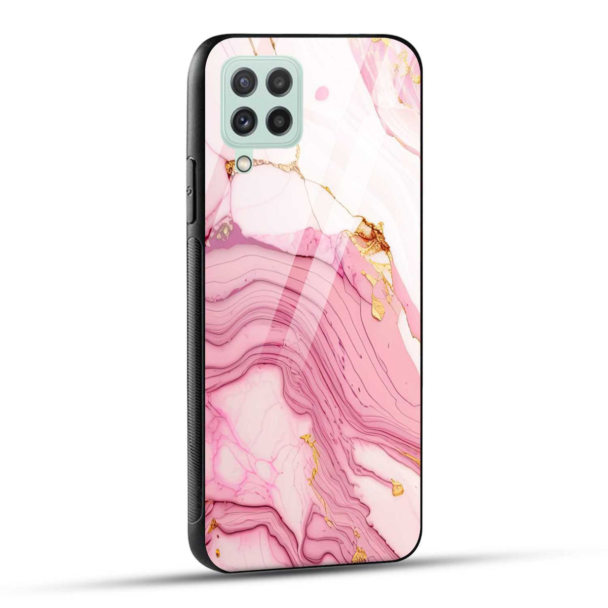 Samsung Galaxy A22 4G Back Cover Pink Marble Printed Glass Case