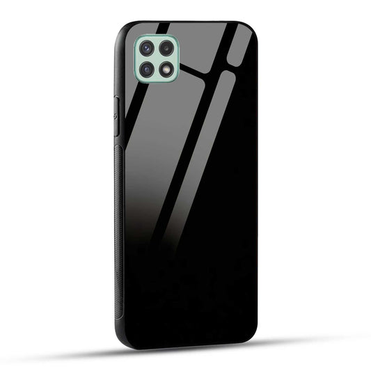 Samsung Galaxy A22 5G Back Cover Solid Black Printed Glass Case