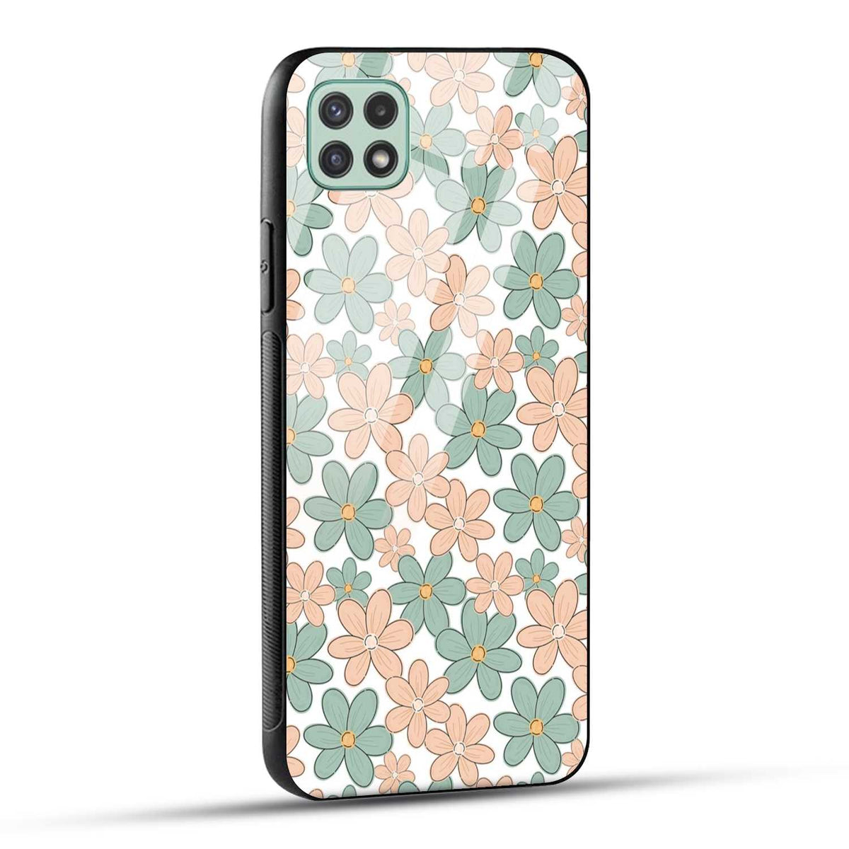 Samsung Galaxy A22 5G Back Cover Aesthetic Flowers Printed Glass Case