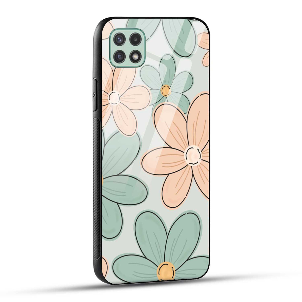 Samsung Galaxy A22 5G Back Cover Aesthetic Flower Printed Glass Case