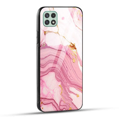 Samsung Galaxy A22 5G Back Cover Pink Marble Printed Glass Case