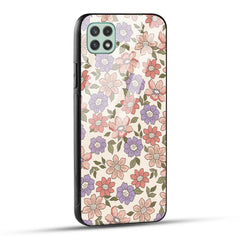 Samsung Galaxy A22 5G Back Cover Flowers In Retro  Printed Glass Case
