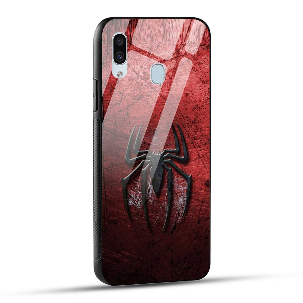 Samsung Galaxy A30 Back Cover Red Spider Printed Glass Case