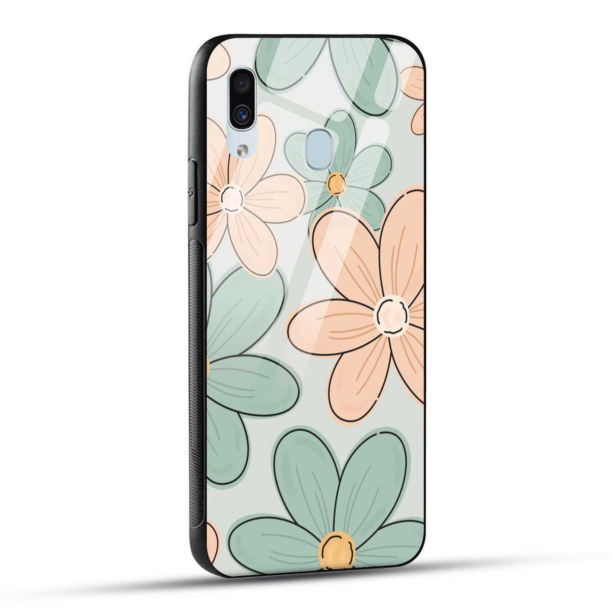 Samsung Galaxy A30 Back Cover Aesthetic Flower Printed Glass Case