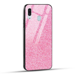 Samsung Galaxy A30 Back Cover Pink Glitter Printed Glass Case