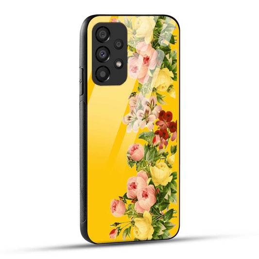 Samsung Galaxy A23 Back Cover Yellow Flowers Printed Glass Case