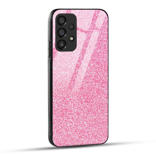 Samsung Galaxy A73 5G Back Cover Pink Glitter Printed Glass Case
